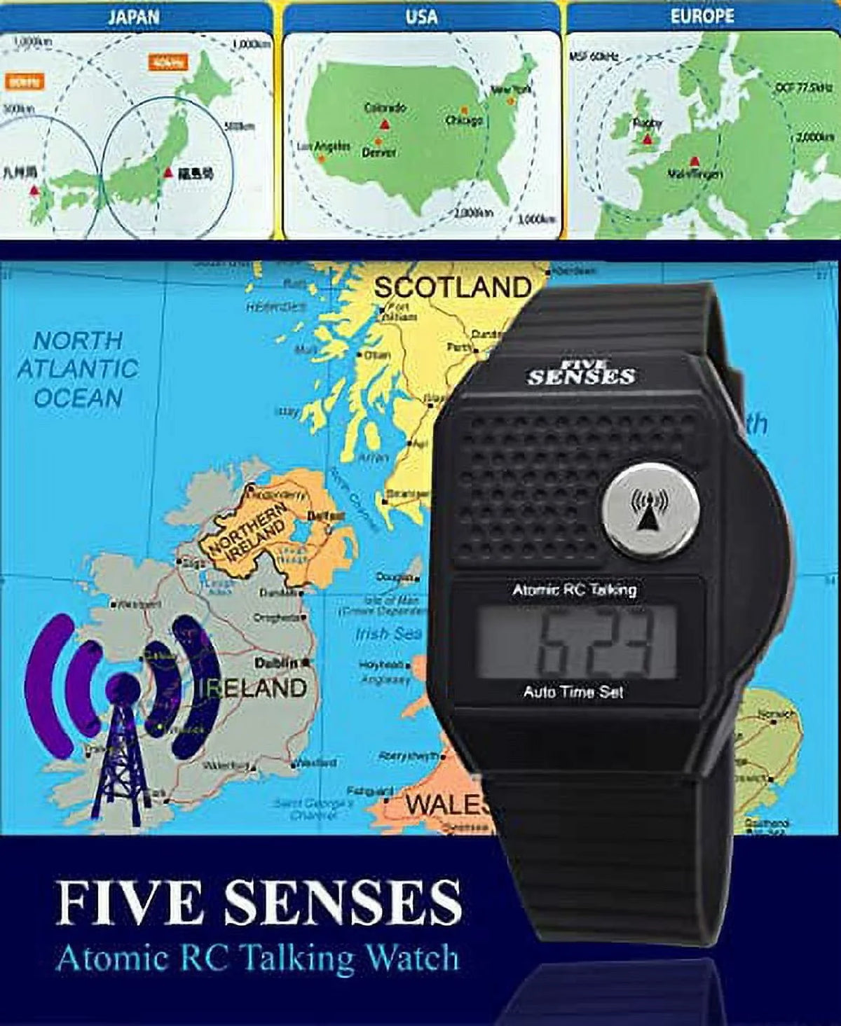 for Five Easy Sound Impaired Men - - Watch English Model 1026 Blind Talking Visually Band Seniors Senses Women to Plastic Loud Atomic for Clock Talking use