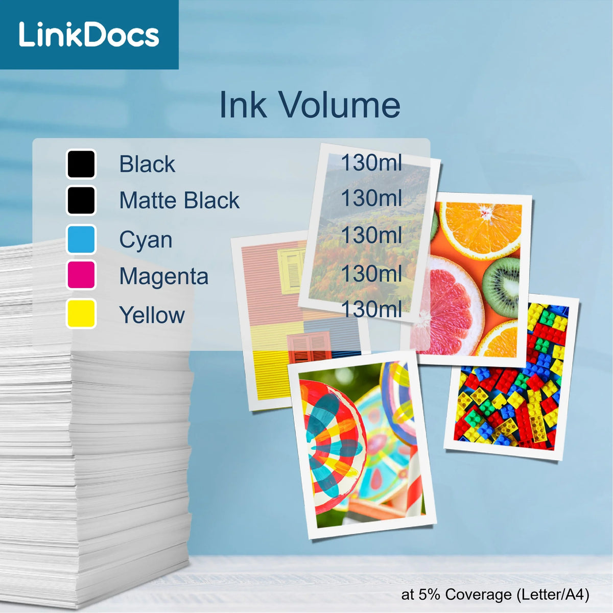 Canon and TM-300 Printer Cartridges Cyan (130ml) IPF TM-200 PFI-120 for Canon GP-300 PFI120 PFI-120C GP-200 LinkDocs Work for PFI120 Compatible TM-205 TM-305 Replacement ImagePROGRAF PFI-120 Ink