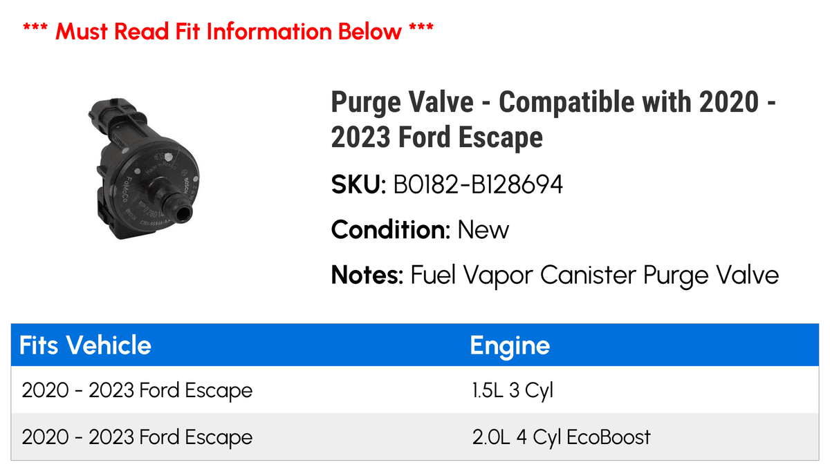 Escape with Valve - Ford - 2023 2022 Compatible 2021 Purge 2020
