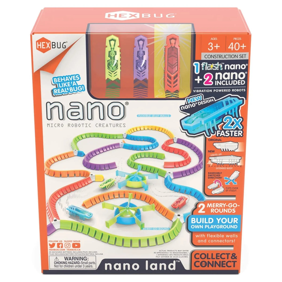 Your Mold and 40 HEXBUG for - Multicolor Nano Playset Kids own Pieces Batteries Over Flash - Playground - Included - Colorful Nano Sensory Land