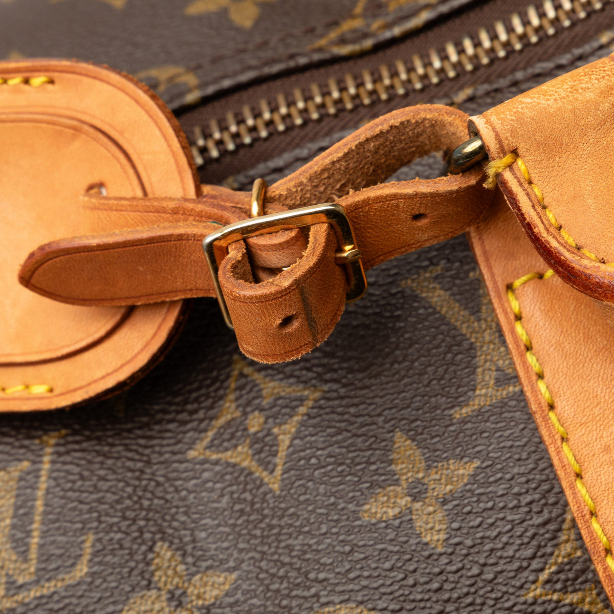 55 Authenticated Vuitton Louis Unisex WeekenderBag Monogram Keepall Brown Pre-Owned Travel Bag (Good) Canvas