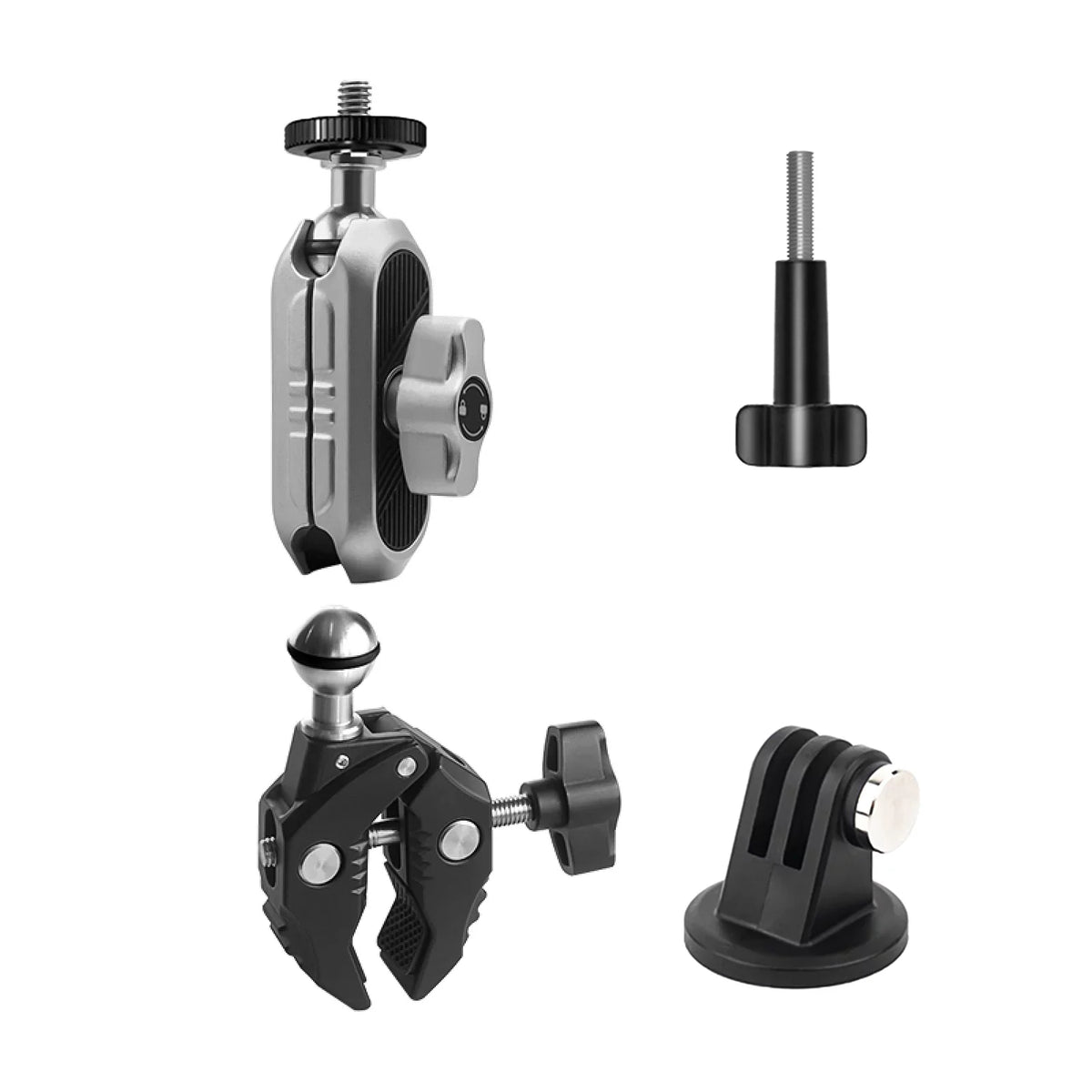 Ball AKASO, DJI, Camera Load Aluminum Handlebar - Capacity, with Head, 11/10/9/8/7, Adapter, Compatible Insta360 Bicycle Rotatable Hero Mount Dual Clamp 1.5kg Alloy Adapter,