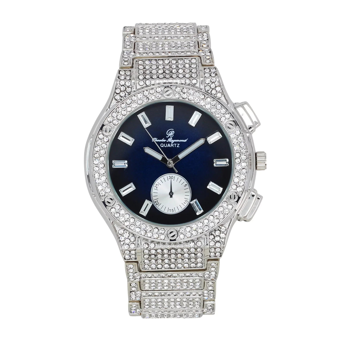 Big Hop Blue Watch SLV MB Inspired Bling Out by ST10311 on - - Rhinestones Men's -C Hip Blast Raymond Charles Iced Timepiece- Diamond