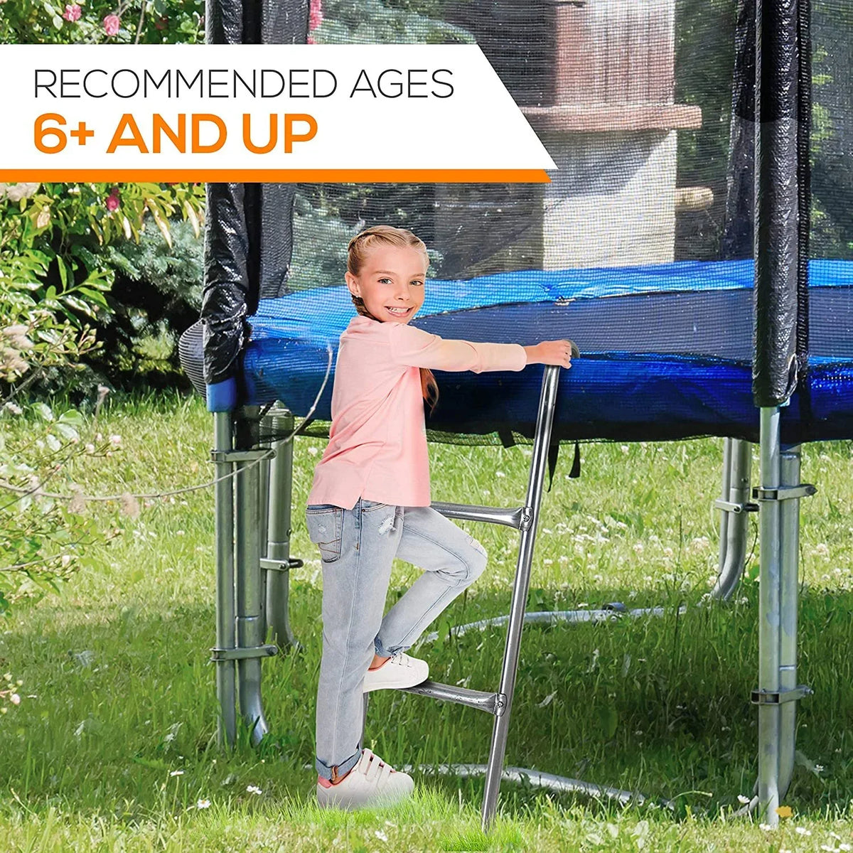 Trampoline Weather Galvanized Steel Resistant SereneLife Ladder 2 Climbing inch. 4.7 Step Access -