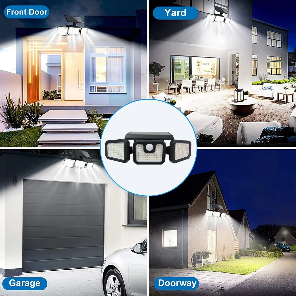 Motion Garage - Outdoor Waterproof 2500LM Lights Solar Remote Heads 3 Yard Yyton Flood Outside Sensor Packs) for Lights Lights 210LED with Security - Control (2