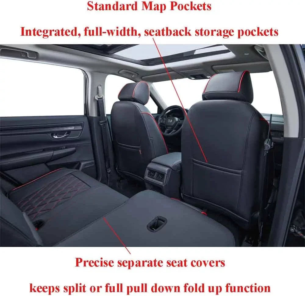 Leatherette(Black 2019 Set 2022 Custom Full HRV Car for 2021 EKR Sport,EX,EXL,Touring Honda - with Piping) HRV 2020 Fit Red Seat Covers