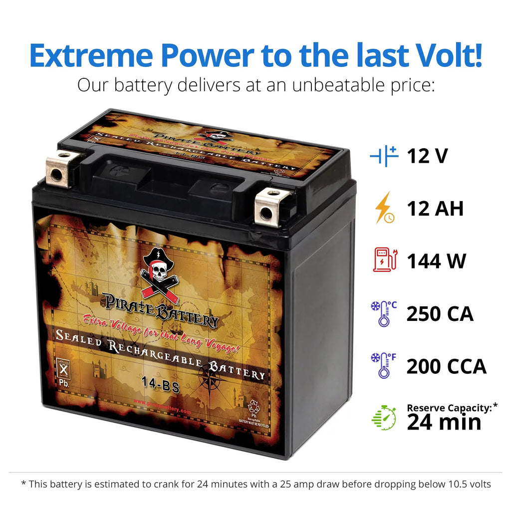 Motorcycle Shadow Volt,12 T CCA) YTX14-BS (14-BS (spirit, Battery A. C3, 12 Ah, Pirate C. E. Aero, Battery 1100cc Vt1100c, for 2007 200 Tourer) Honda