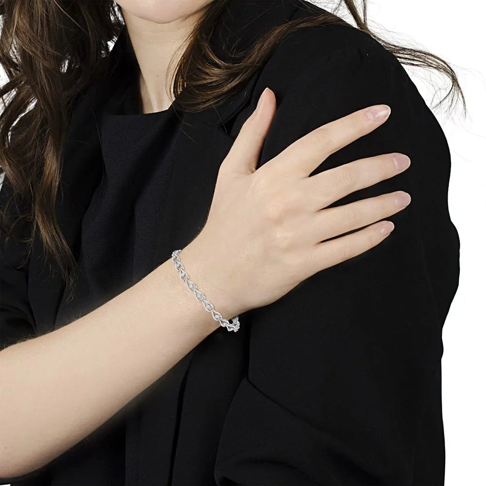 1/10 Miracle-Set Color, and Diamond - Clarity) Link Cttw (I-J Sterling Pear Bracelet Bezel I3 .925 7.25" Silver