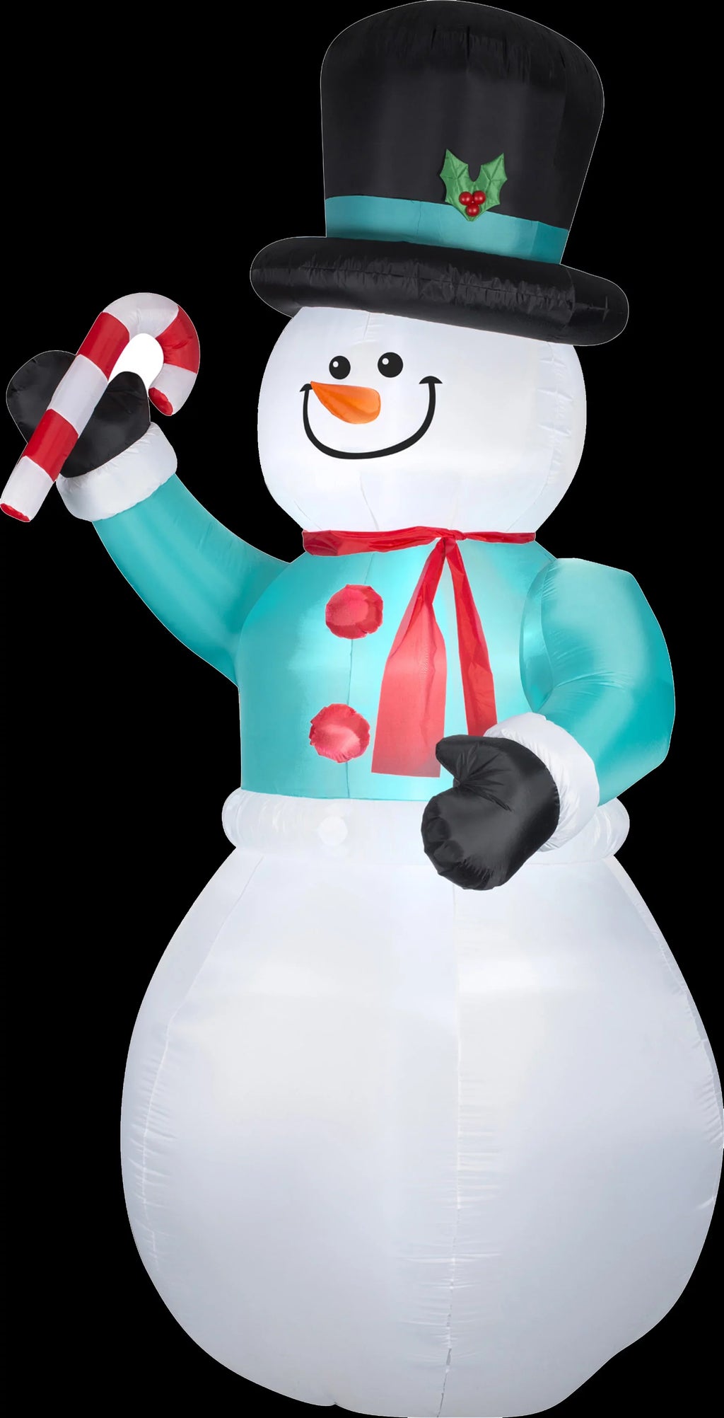 Candy Airblown Decoration with Cane Christmas Snowman