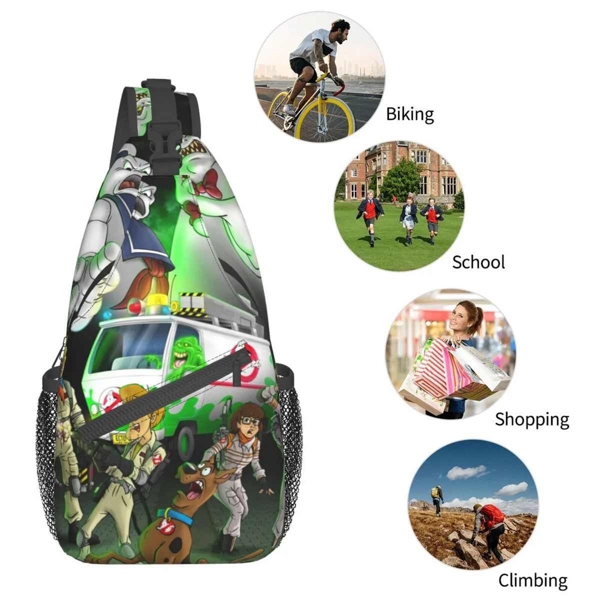 Daypack Teen Crossbody Backpack For Sling Diagonally Adults Scooby Ghostbusters Men Travel Bag Women Bags Chest