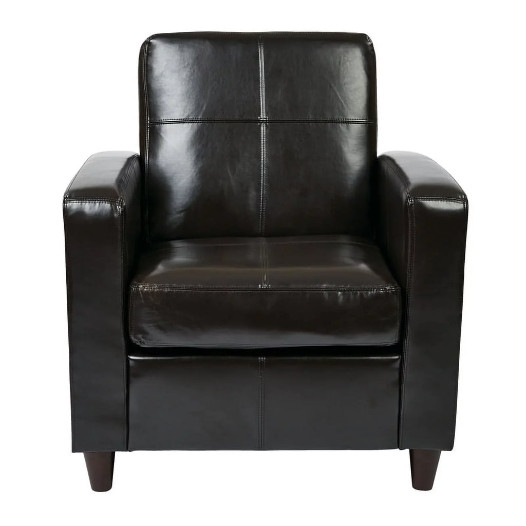 Atlin Faux in Transitional Leather Upholstered Club Espresso 18'' Chair Designs