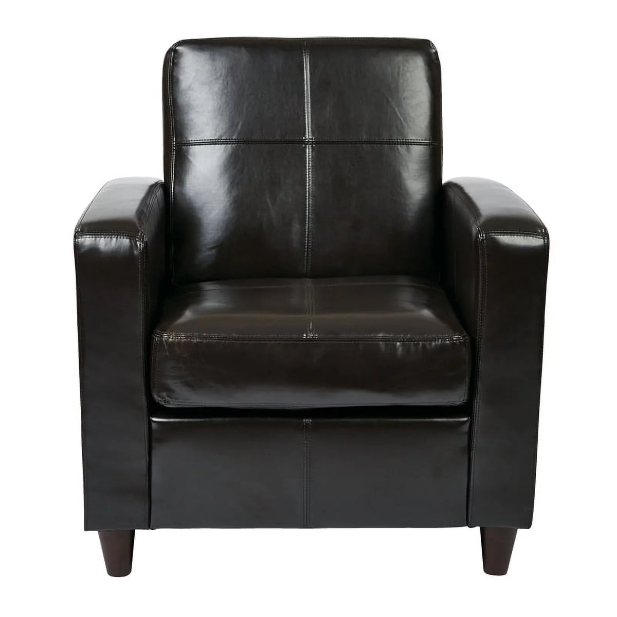 Atlin Faux in Transitional Leather Upholstered Club Espresso 18'' Chair Designs