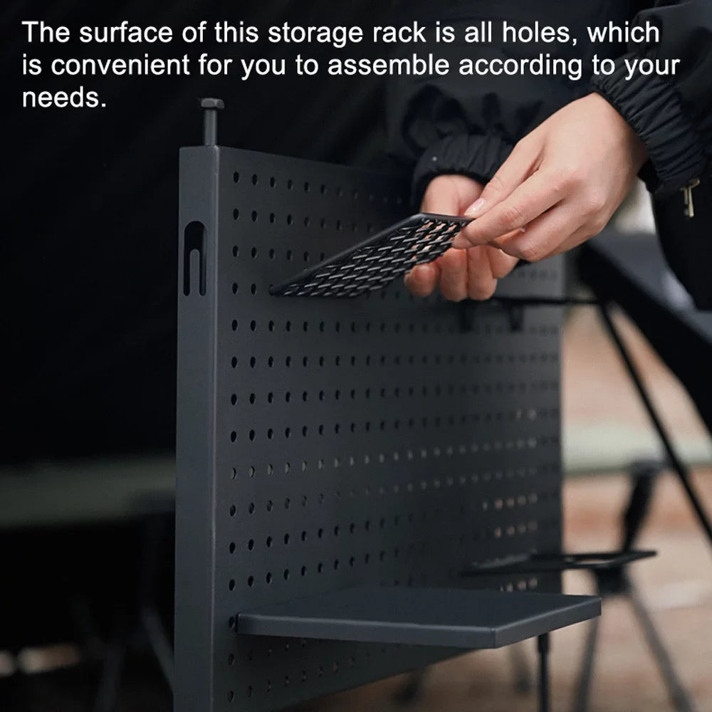 Picnic Bowls Storage BBQ Camping Radirus Shelf Display Cups Board and Portable Hole Rack, Multifunctional for