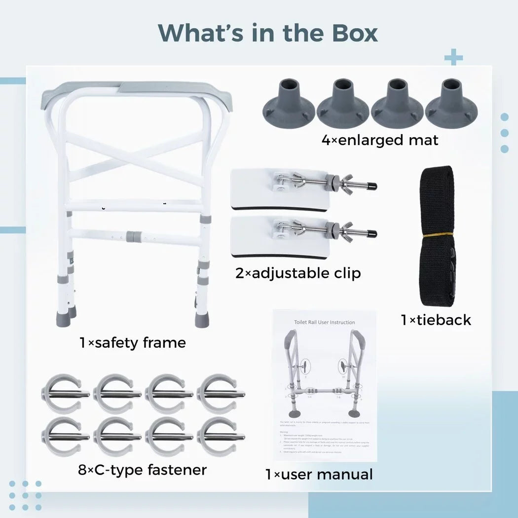 Toilet All for Adjustable Toilet Mats, Support Toilet Safety Frame, Standing Handles Toilet Non-Slip Rails Large Safety for Fit Toilets Aid Disabled, Free-Assembly, with Elderly,