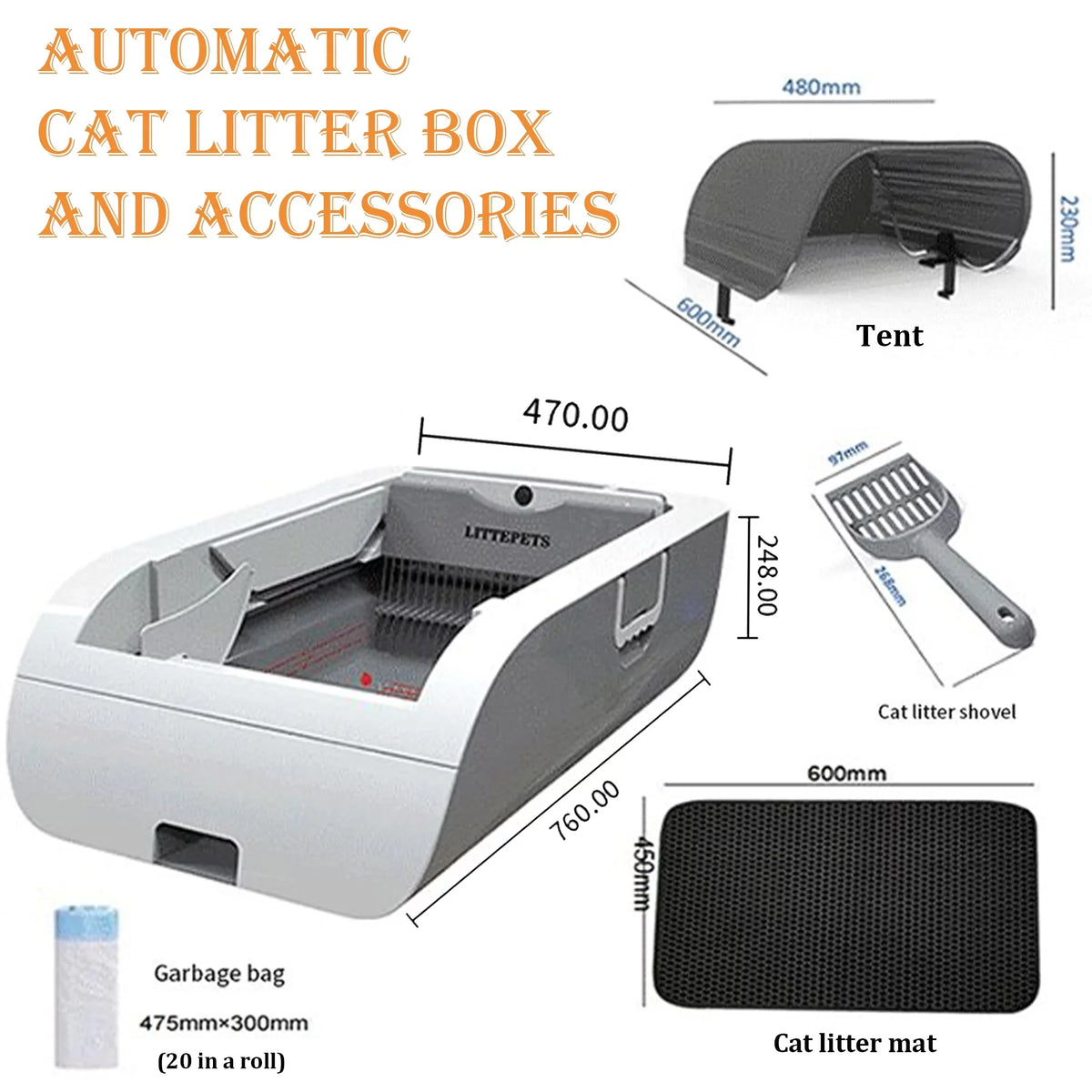 Self Removal No Anti-pinch Scooping Cat Smart Suhaco Intelligent Hood Automatic Control with Litter Litter Cleaning Box APP Litter & Mat Odor Box Sensing