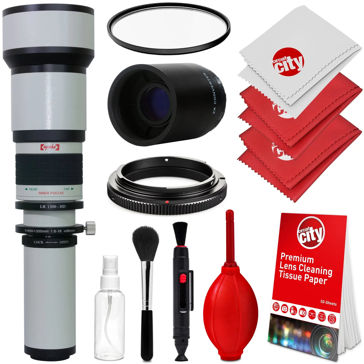 A580, for A77, + (with A99, A58, A37, A900, 2x- A35, A68, A560, f/8 Digital Sony A390 Alpha Telephoto Opteka A99 A55, Lens Manual A550, II, Cameras A65, A33, 1300-2600mm) A700, UV 650-1300mm SLR A57,