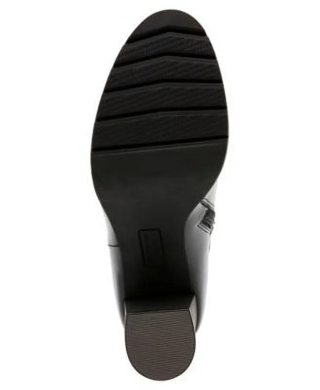 6 Zip-Up Buckle ANNE Heel Dress M Cushioned Block Black Booties Womens Accent Heidi Toe KLEIN Round