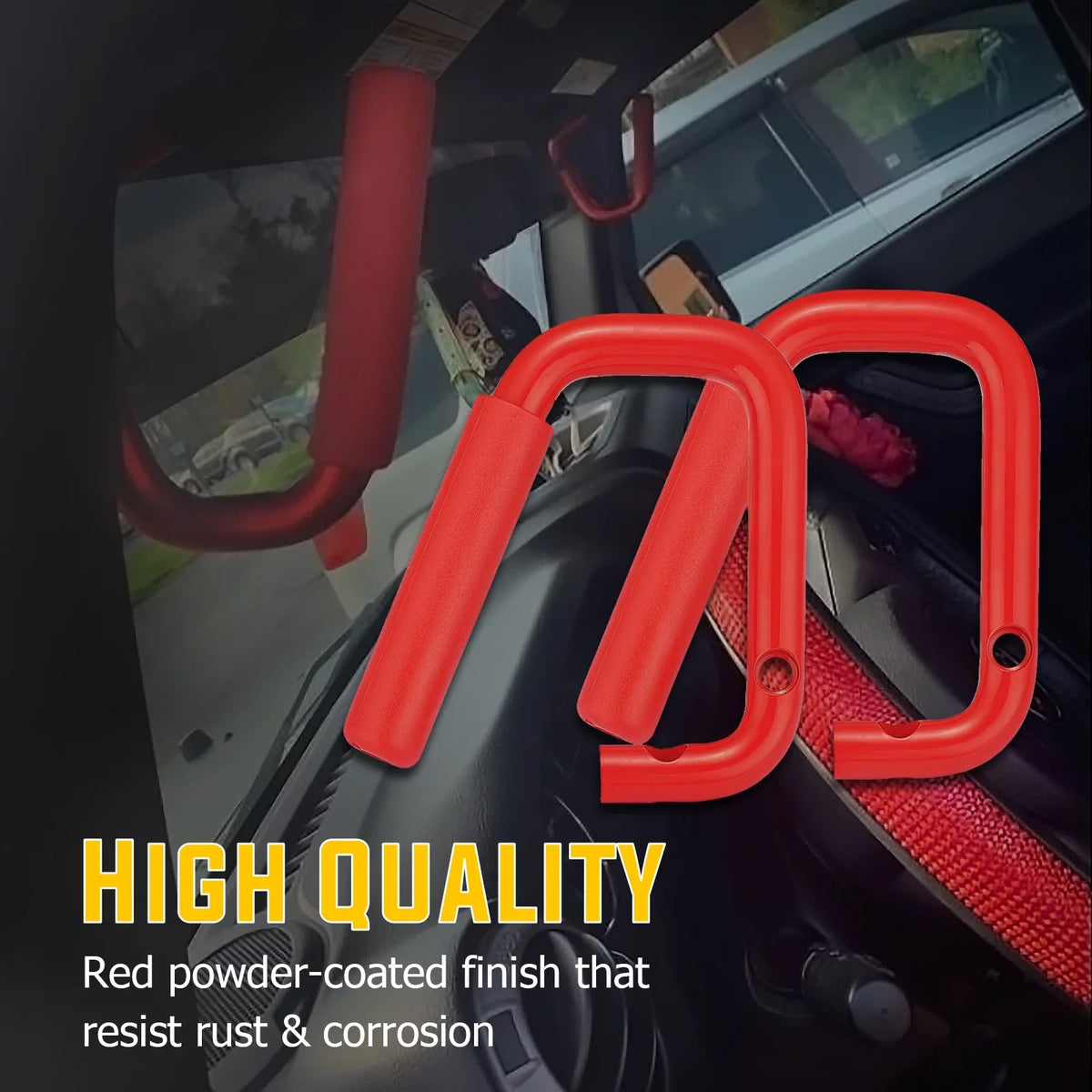 Grab Coated Powder 07-18 Wrangler Full Jeep WEISEN- Bar Red & Handles Rear Front Set for JK Aluminum