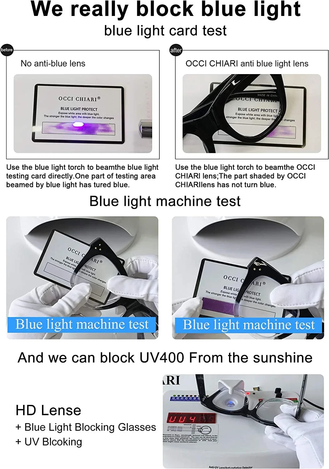 300 150 600 CHIARI Glasses Filter Light 350 200 Reader 400 500 6.0) Magnification 0 (Black-Clear, OCCI for 100 Blue Reading Computer Women 250
