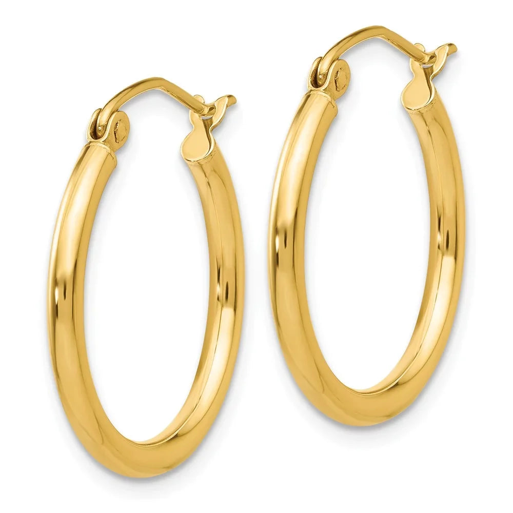 2mm for Adults 14kt Men Teens; Yellow and Earrings; Polished Gold for Hoop Tube Real Women and