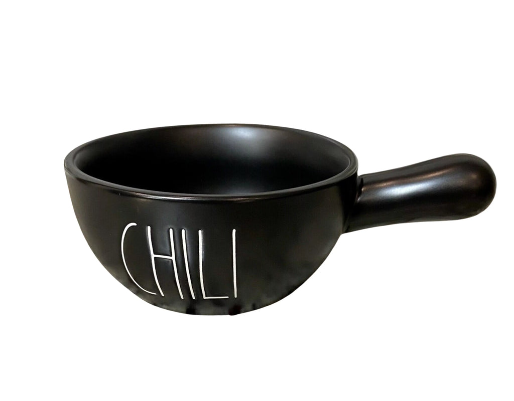 Handled Dunn White Rae with Black Letters Bowl LL CHILI Ceramic