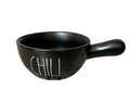 Handled Dunn White Rae with Black Letters Bowl LL CHILI Ceramic