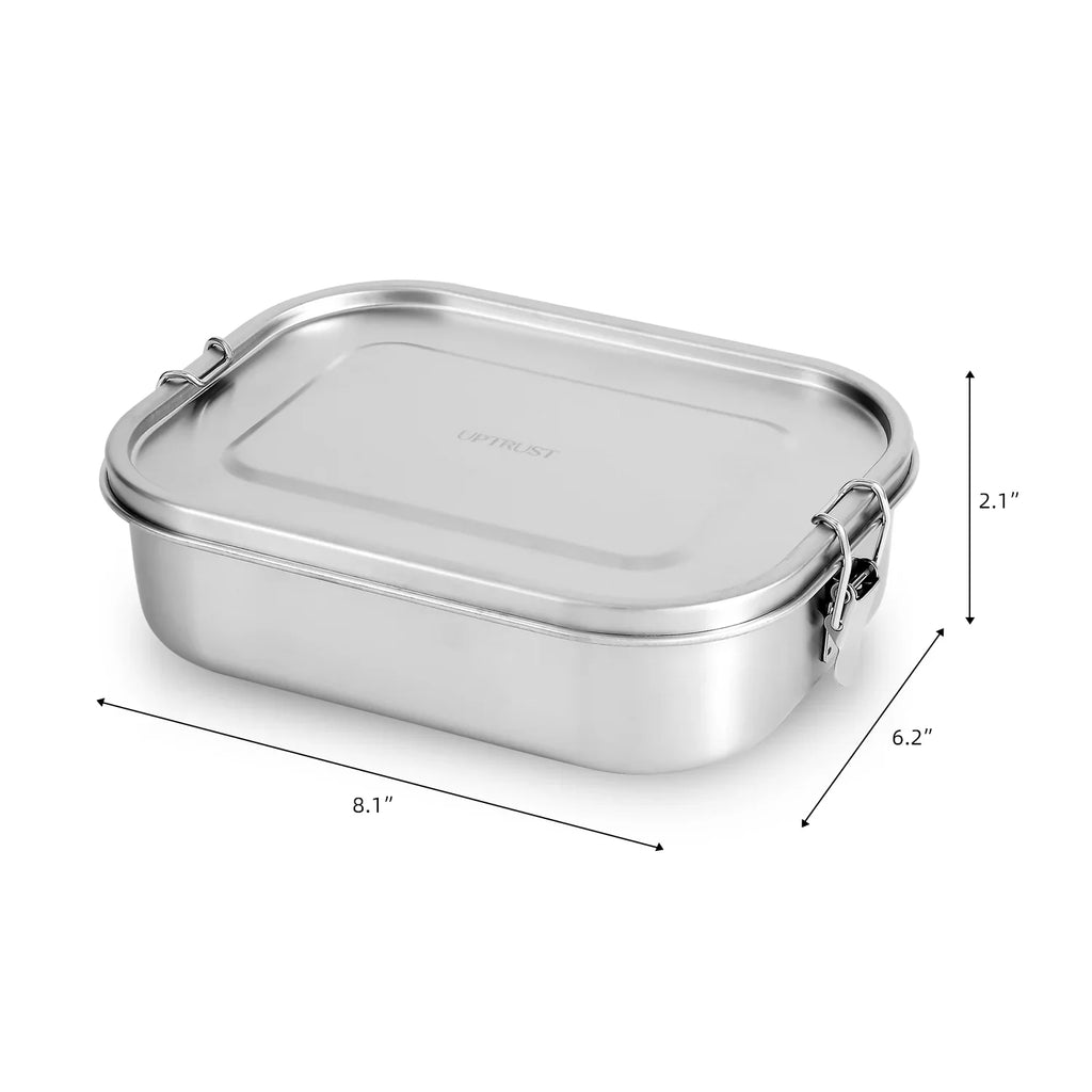 Bento Container Lunch Leak Proof 5-Compartment UPTRUST Bento Steel Food Lockable Clips Adults Box to for Stainless or Lunch 1400ML Large Kids Container, Metal Box with