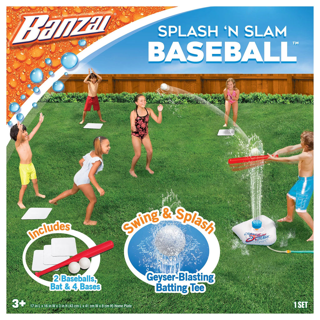 Includes , Bat Sprinkler - Plate Bases, Home Plastic & Tee 3 Game Water Slam Splash Batting Practice, Plastic Backyard & + Baseball Ages Kids Balls + Banzai Sports 2 & -