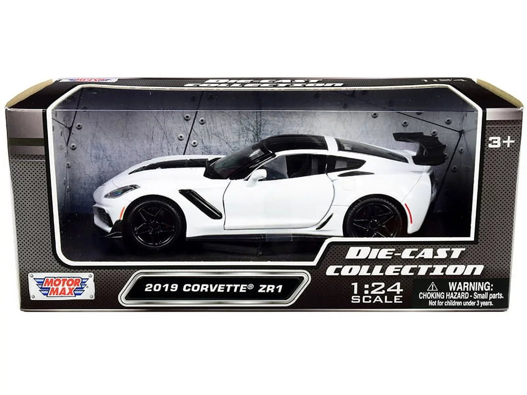 79356WH Diecast 1/24 Diecast scale Chevy Max w/Trailer Model Toy - White - Corvette ZR1, Car - 2019 Motor Car