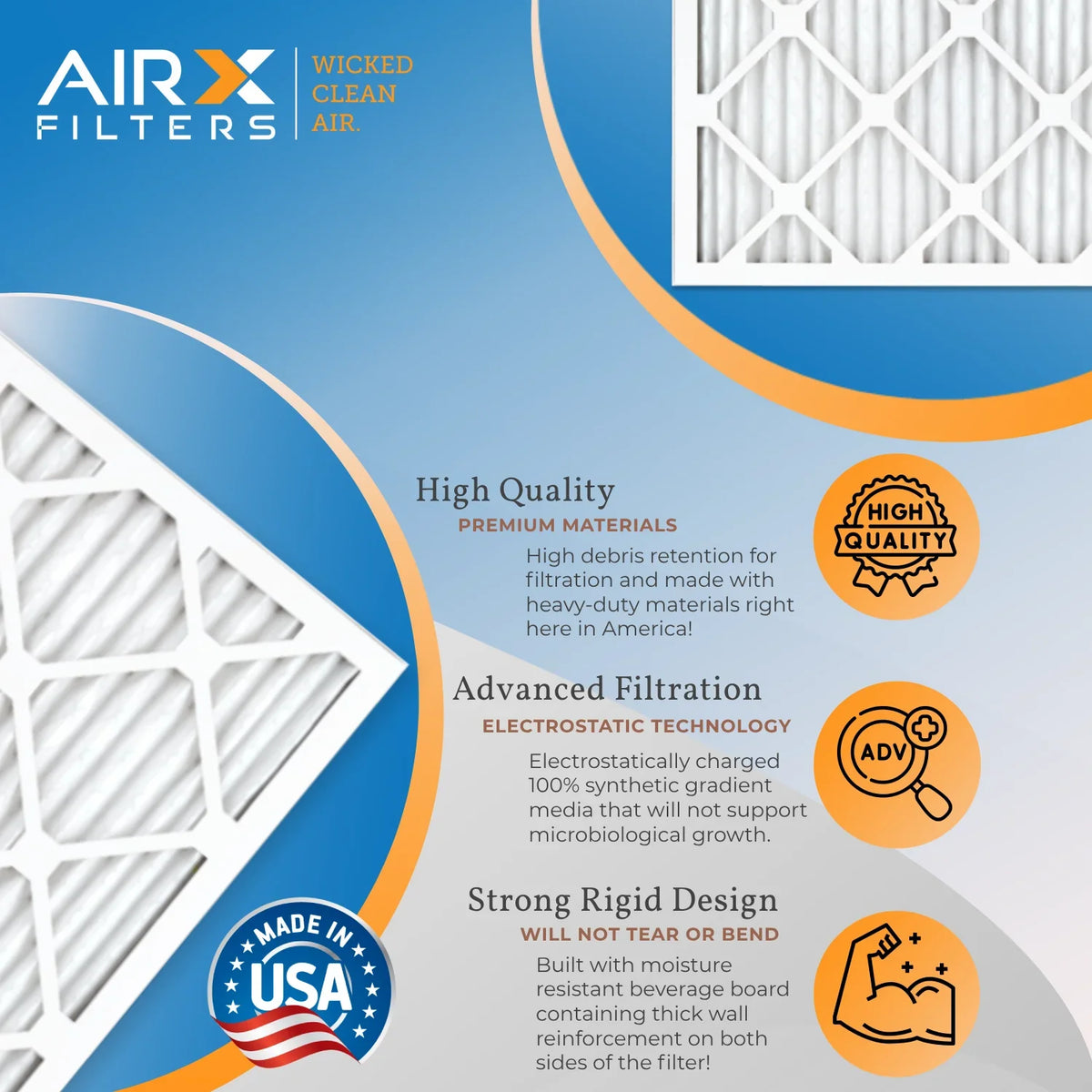 '- 1500 by Rating, WICKED CLEAN FPR FILTERS in 12 13 Comparable Filters 9 AIRX to 2200 Made Filter of Furnace Air Pack - USA MPR 14x24x1 AIR. & MERV