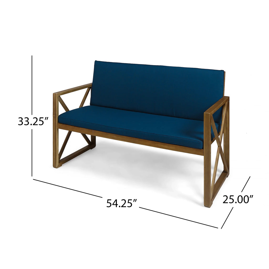 Dark GDF Wood 4 Acacia and Chat Set Cushions, Teal Studio Outdoor with Brown Seater Arcadia