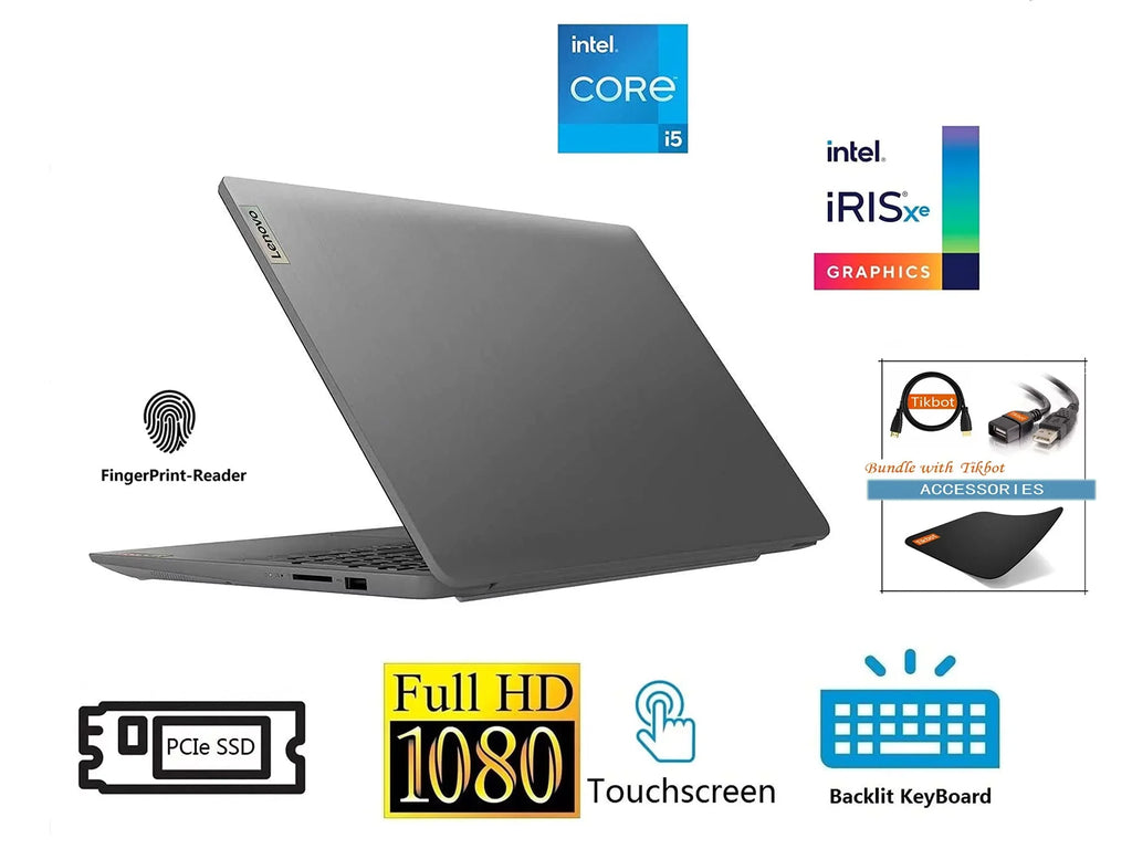 Fingerprint, Laptop, Xe (>i7-1065G7), Iris Lenovo 2021 w/Accessories PCIe RAM Graphics, 3 IPS FHD | SSD) Touchscreen Wi-Fi (12GB Type-C, 15.6" 6, Camera, Display, 512GB i5-1135G7 IdeaPad