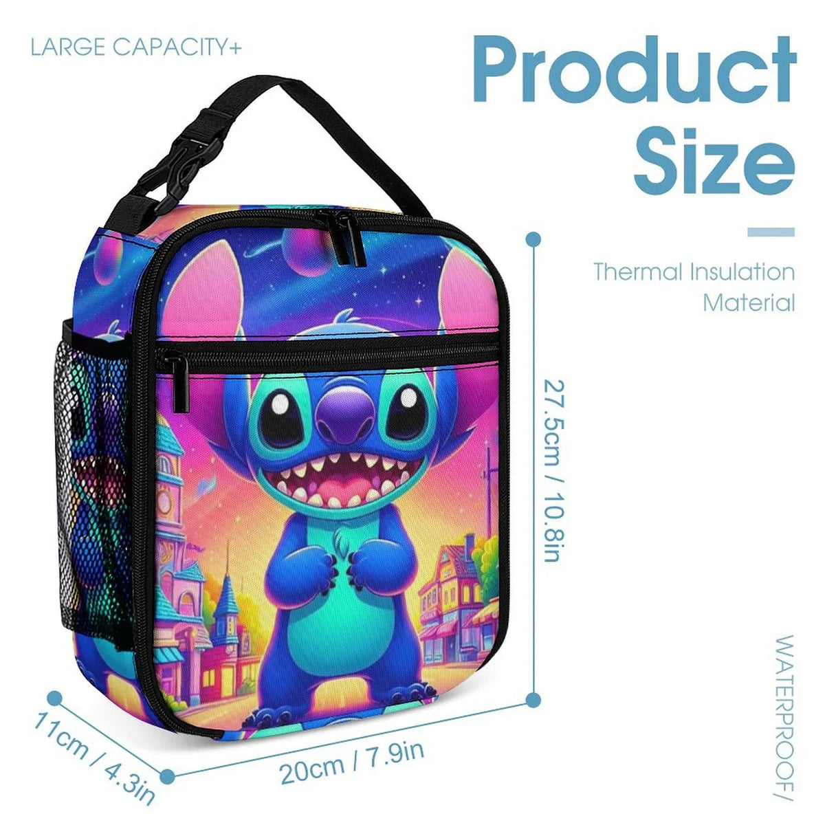 Kids Handbag Bento Thermal Boys Portable Girls Art Lilo School Lunch Bag Insulated Cooler Stitch Adult Office Tote Bag For