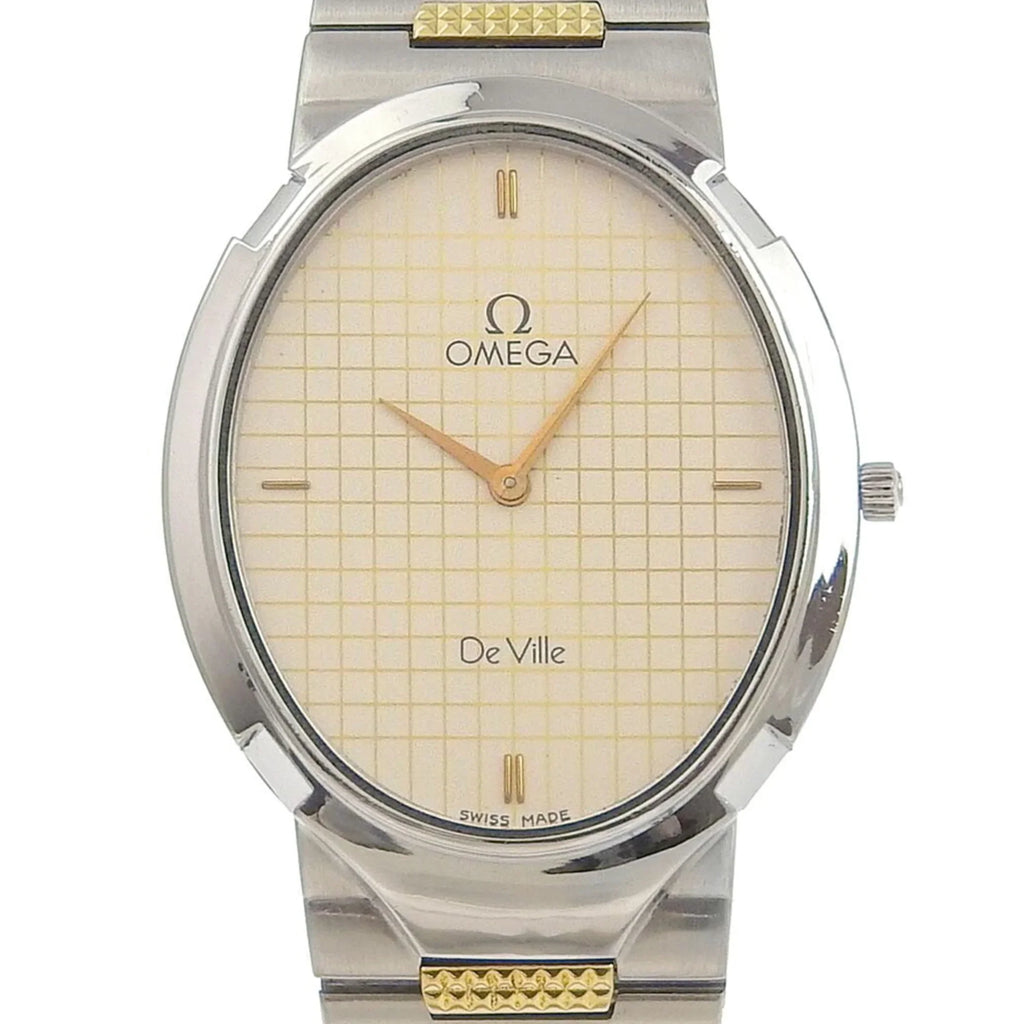 Pre-Owned Quartz Ville Omega (Fair) Silver/Gold De OMEGA Watch Steel Stainless Swiss Dial Boys Silver Made
