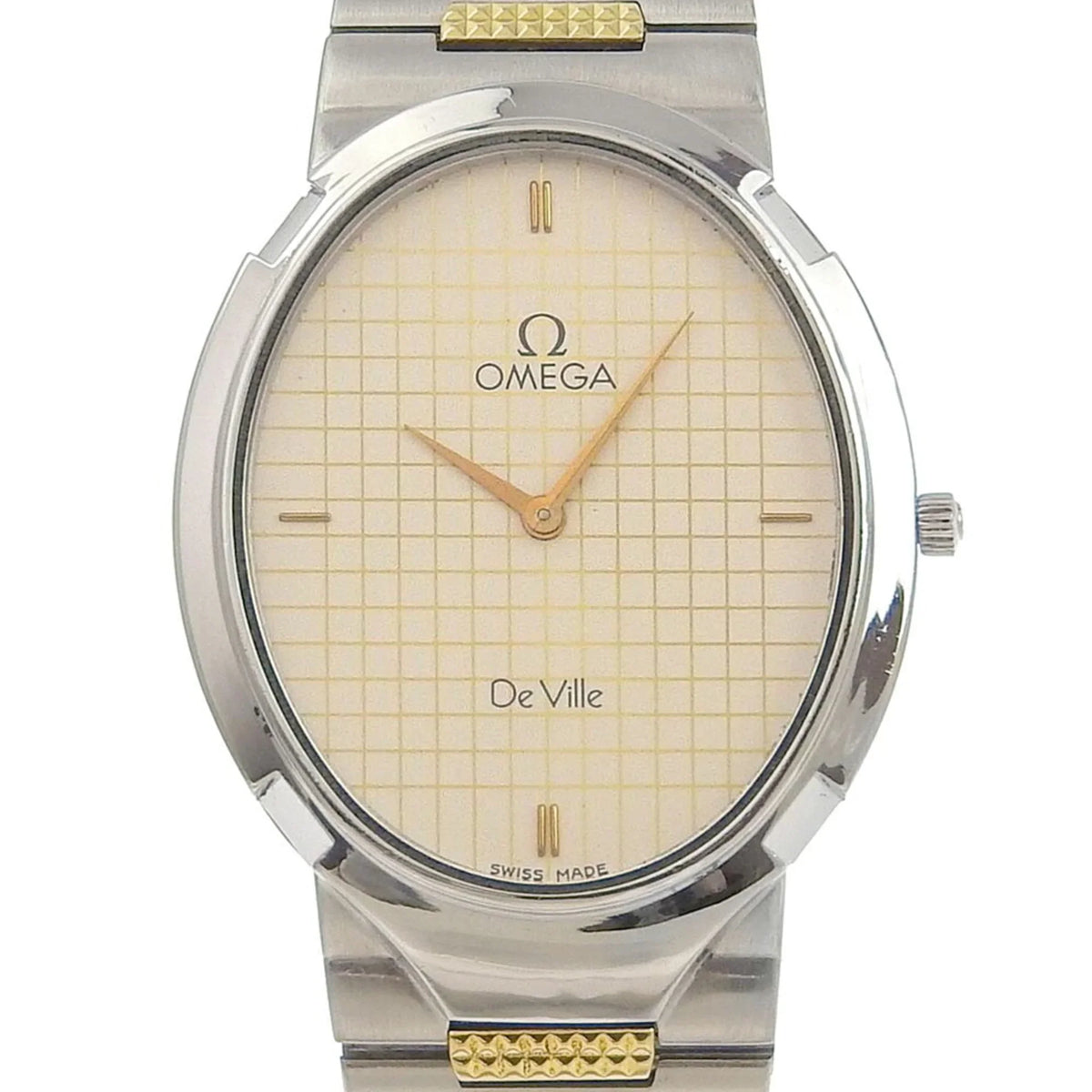 Pre-Owned Quartz Ville Omega (Fair) Silver/Gold De OMEGA Watch Steel Stainless Swiss Dial Boys Silver Made