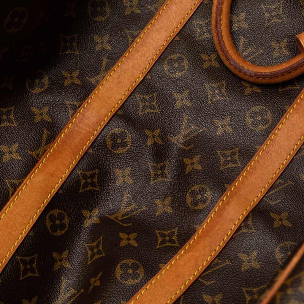 55 Authenticated Vuitton Louis Unisex WeekenderBag Monogram Keepall Brown Pre-Owned Travel Bag (Good) Canvas