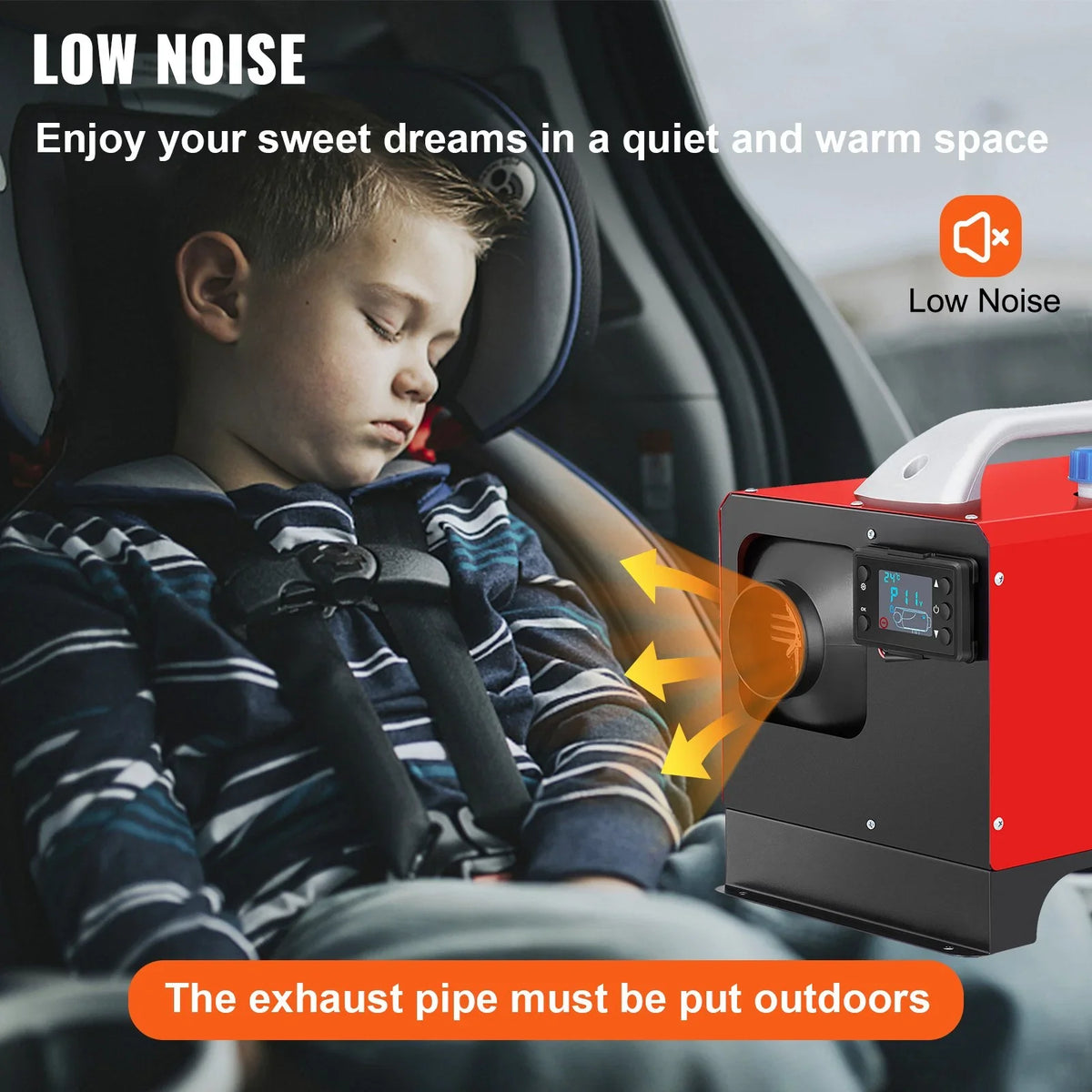 Mini Hole, Diesel Heater, Heater, Trailer, Heating Motorhomes 5KW Bus, Single Truck Parking Heater, VEVOR Fast Black For Truck, Heater, LCD, Car Diesel Air Outlet 12V Control, Remote RV with Boat,