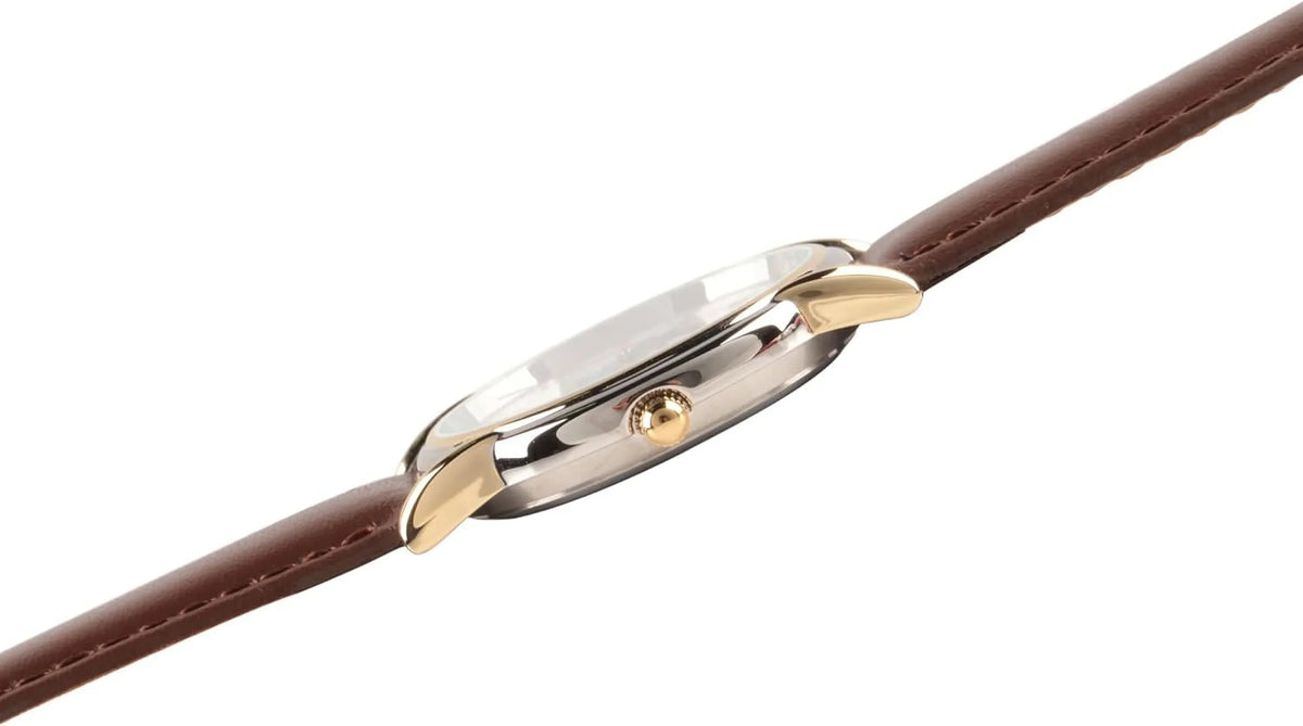 Disney Watch, Mouse Two Tone Women's Minnie Alloy Leather Cardiff W002770 Brown Strap,