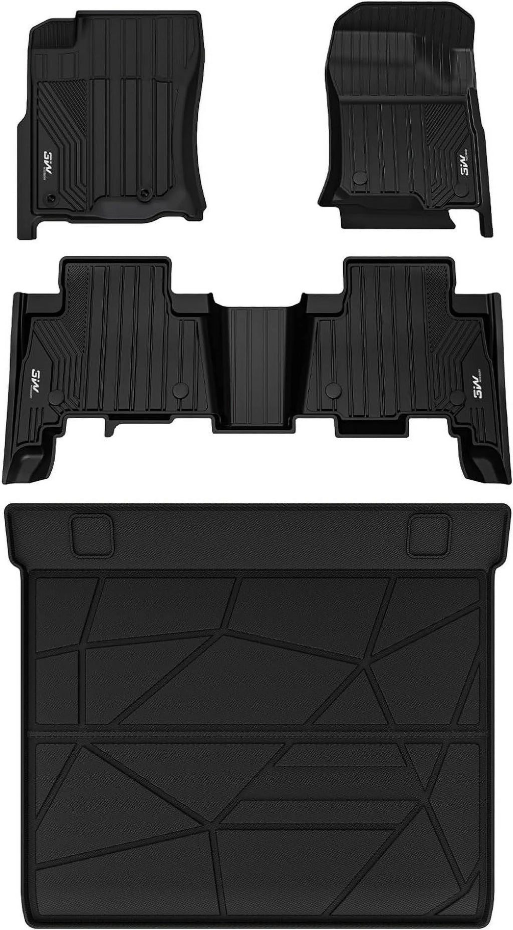 Mats Row Toyota for Black Mats Full GX460) 5 Fit Car Floor Liners 4Runner Liner Set and Cargo & 1st Fit 2nd Mat 4Runner Floor 2013-2024/Lexus 2014-2022 Trunk Seat For Custom GX460 & & 3W
