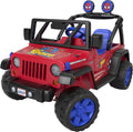Vehicle Ages Battery-Powered Power 3-7 a Jeep Wrangler Sounds, Spider-Man 12V with Ride-On Child for Wheels