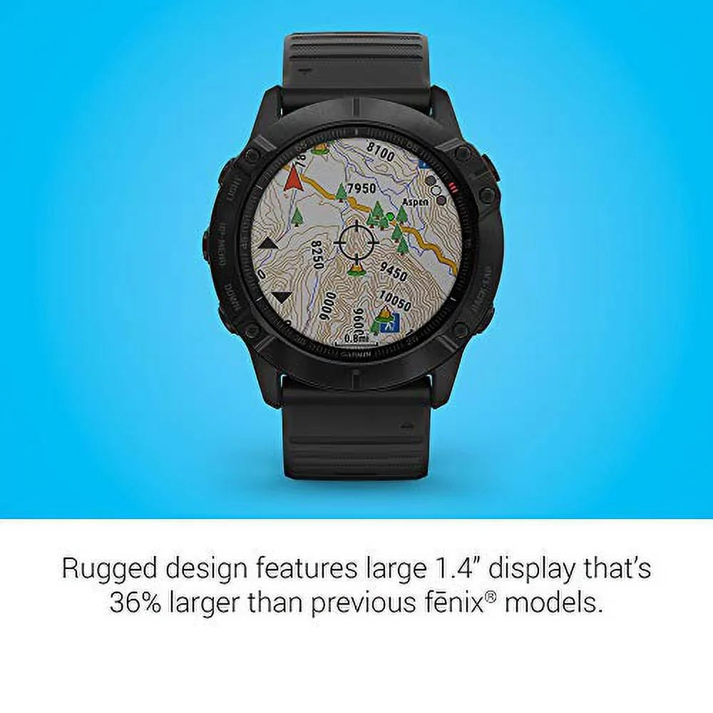 and Guidance Grade-Adjusted Black 6X Pro, Pace Sensors, Features GPS Watch, Premium Fenix Multisport Mapping, 010-02157-00 Garmin Pulse Ox Music,
