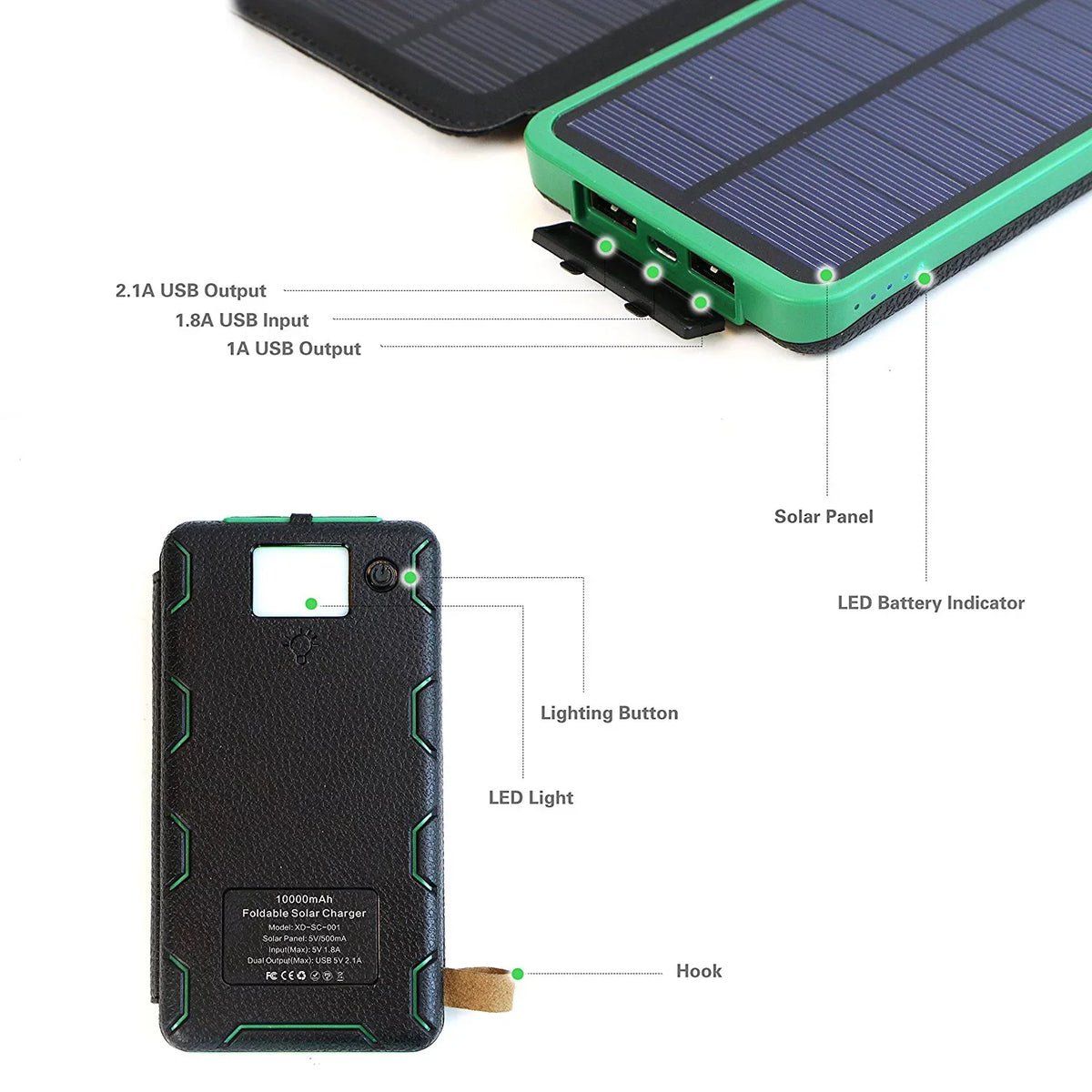Phone Panel Bank Charger Tablets For Solar 500000mAh Battery Cell External Power