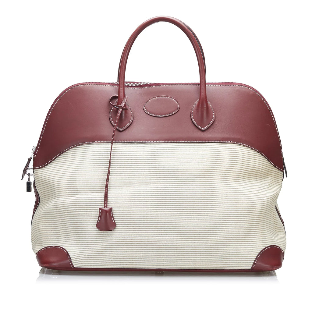 Hermès Unisex Authenticated Travel (Good) WeekenderBag Canvas Fabric Toile 45 Brown Bag Bolide Pre-Owned