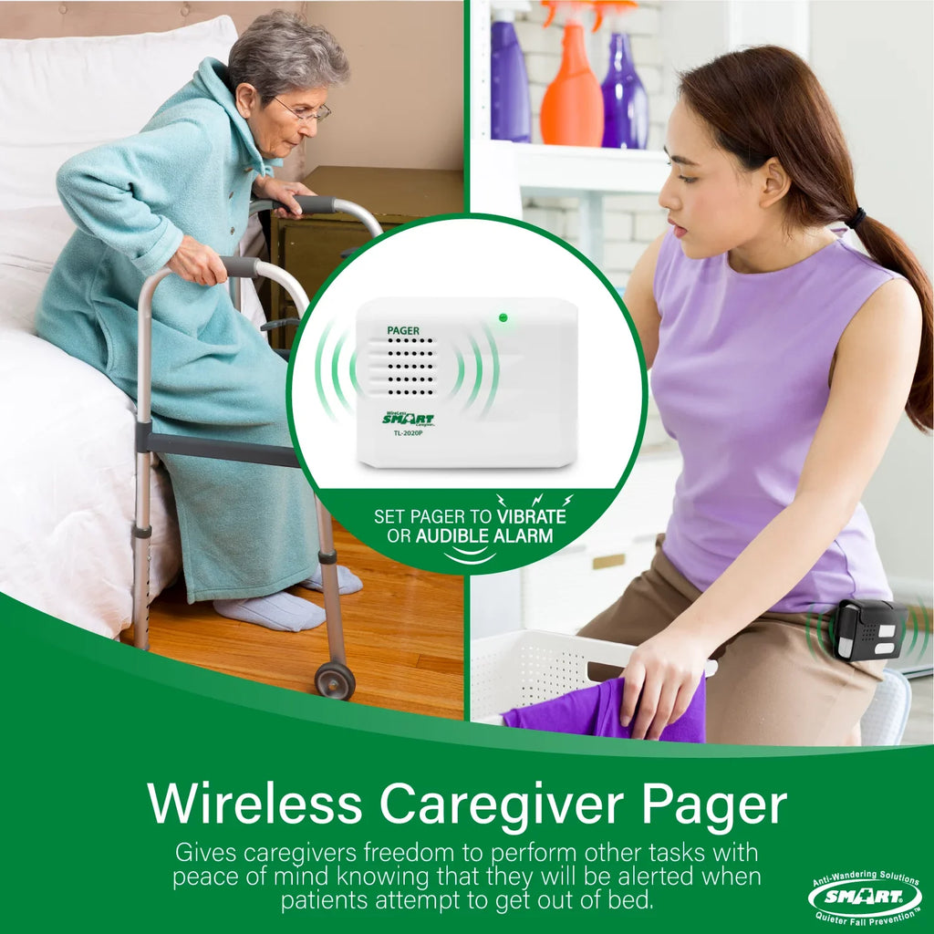 Fall Alarm Alerts Pager to Bed Prevention Sensor Pad with Pad Caregiver | x Alarm for Medical Alarm Bed for Range Up System Caregiver Smart Cordless and 30" | with Weight Bed Wireless 10" 300'