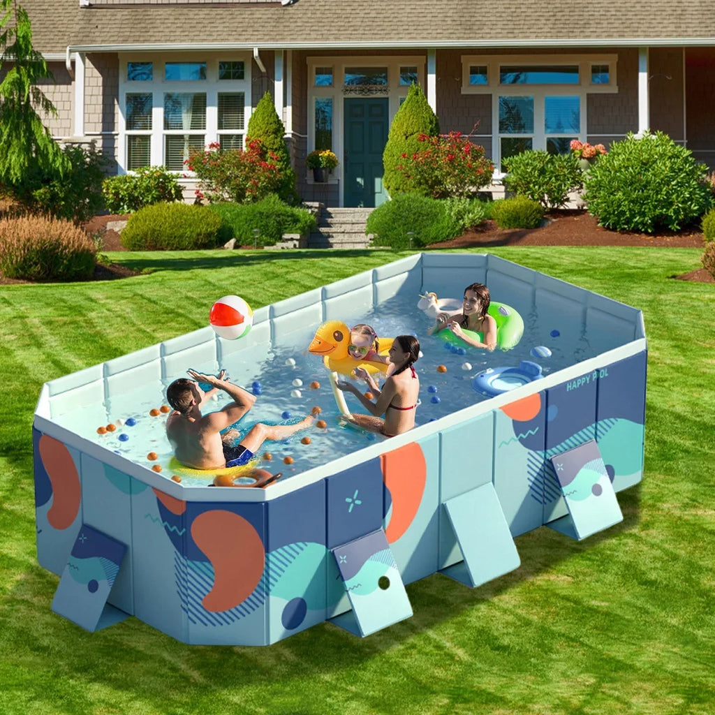 Backyard(Blue) Collapsible Ground Above Swimming Garden Kiddie 113" for ANJORALA Pool Pool Non-Inflatable