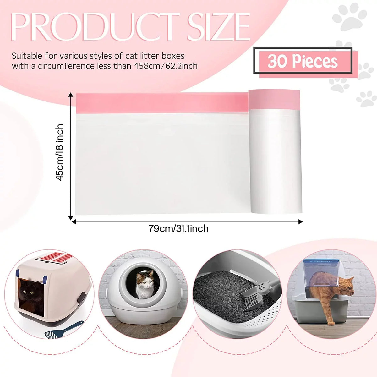 in Kitty Pan Heavy Box Liners Litter With Litter 18 30-Count Bags Large Kitty 31 x Box Liners Litter Cat Liners Box Thick Cat Litter Home Litter Drawstring Times Cat Bags Duty