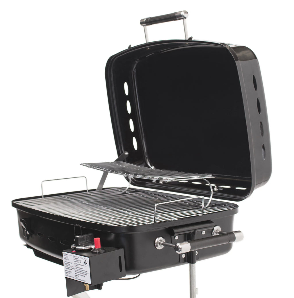 Motorhome Flame RV/Trailer King System, Bracket with Mounted Gas BBQ Grill YSNHT400 Grill Black,