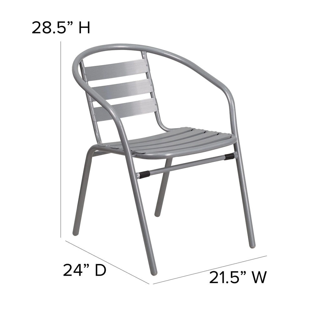 Slats Stack Restaurant Pack Chair Flash Metal Silver Aluminum 4 with Furniture