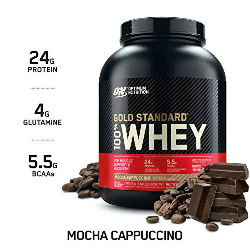 Optimum 80 Pound 100% Whey, , Protein Mocha 5 May Standard Gold Powder(Packaging Vary), Nutrition Oz Cappuccino,