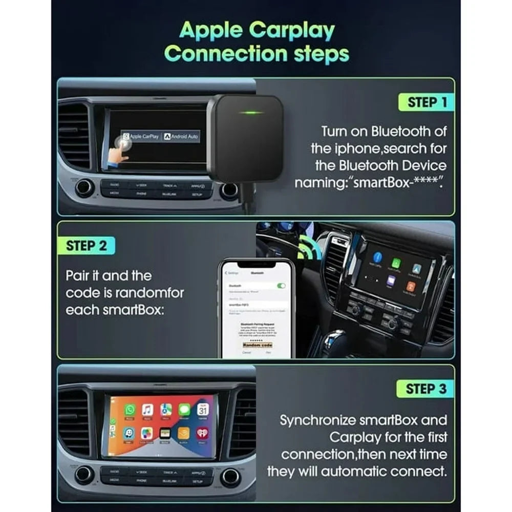 Auto Carplay Player Car Box Black Navigation Wireless Dongle, For iOS Adapter Apple